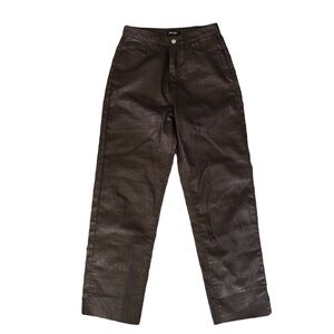 NASTY GAL Brown Faux-Leather Trouser
